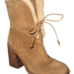 UGG Tan Heeled Boots with Cream Lining